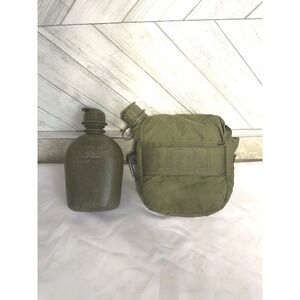 US Military Olive Drab Plastic Canteen with Cover Pouch Set – OD Green Lot